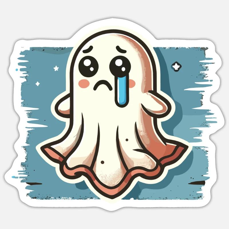 Sad Ghost Cute Weeping Ghosts Sticker size S (10 x 10 cm)