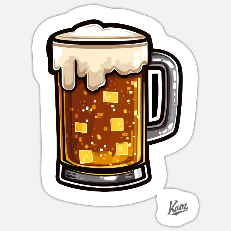 Pixel Bierkrug mit Schaum - Sticker Größe S (10 x 10 cm) - Mattweiß