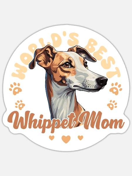 Whippet Groovy Whippet Mom - Sticker Größe S (10 x 10 cm) - Mattweiß
