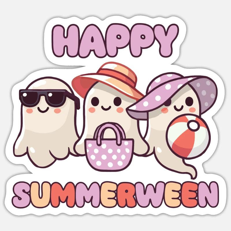 Happy Summerween Summer Halloween Ghost - Sticker size S (10 x 10 cm) - white matte