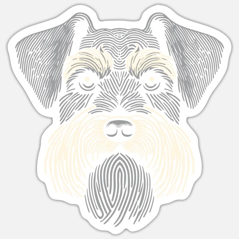 Empreinte digitale du schnauzer - Sticker taille S (10 x 10 cm) - blanc mat