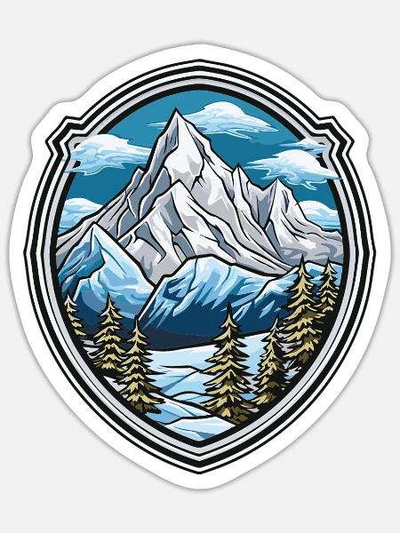 berge 2 - Sticker Größe S (10 x 10 cm) - Mattweiß