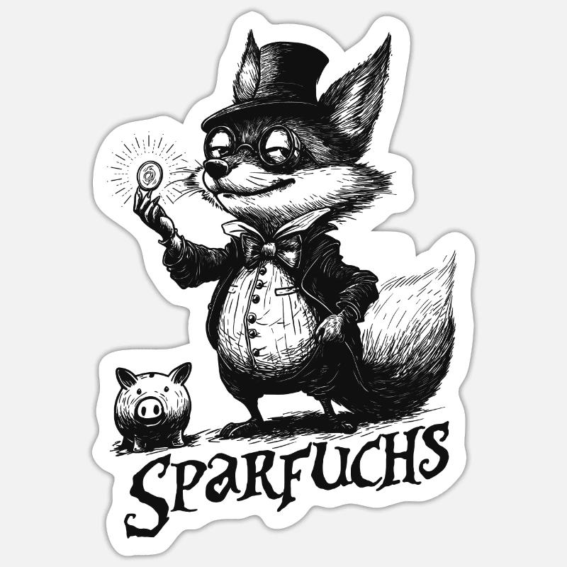 Sparfuchs Fuchs Schnäppchenjäger Pfennigfuchser - Sticker Größe S (10 x 10 cm) - Mattweiß