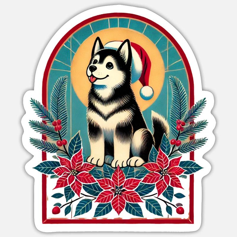 Malamute d’Alaska - Sticker taille S (10 x 10 cm) - blanc mat