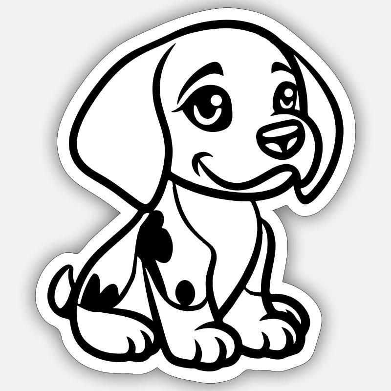 hund tier comic - Sticker Größe S (10 x 10 cm) - Mattweiß