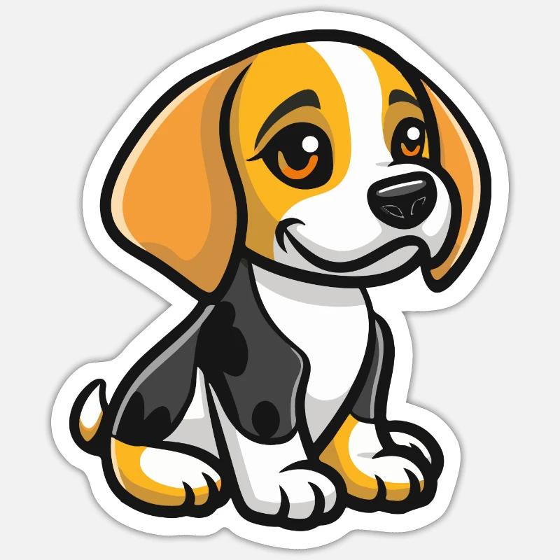 hund tier comic - Sticker Größe S (10 x 10 cm) - Mattweiß