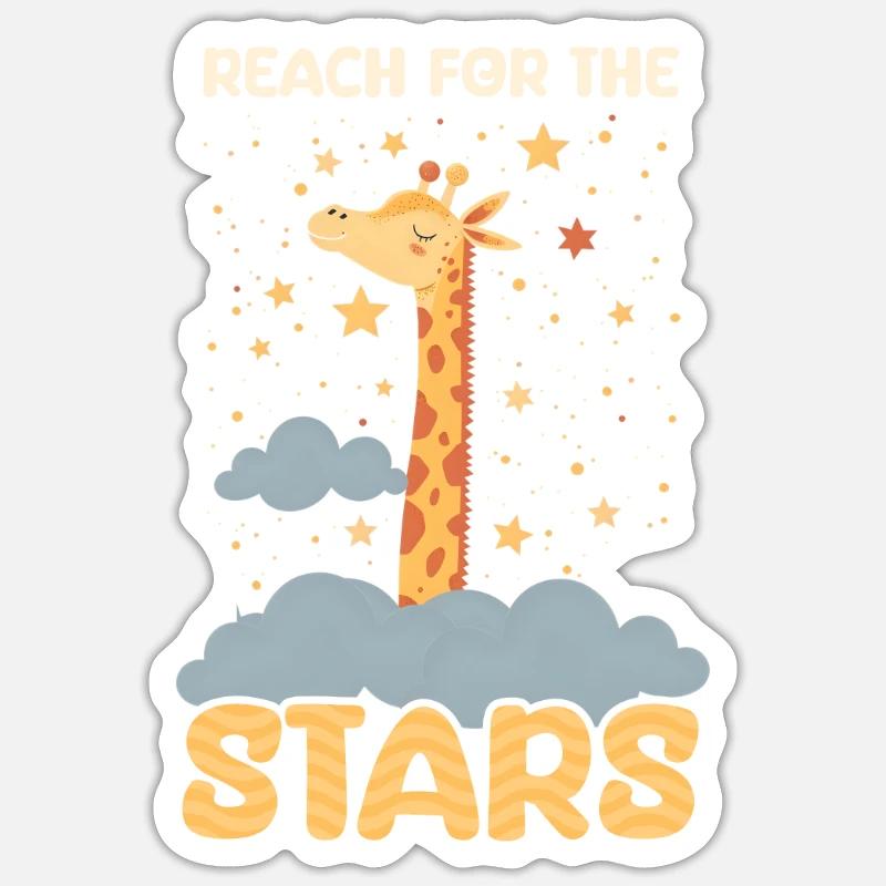 Giraffe greift nach den Sternen Sticker Größe S (10 x 10 cm)