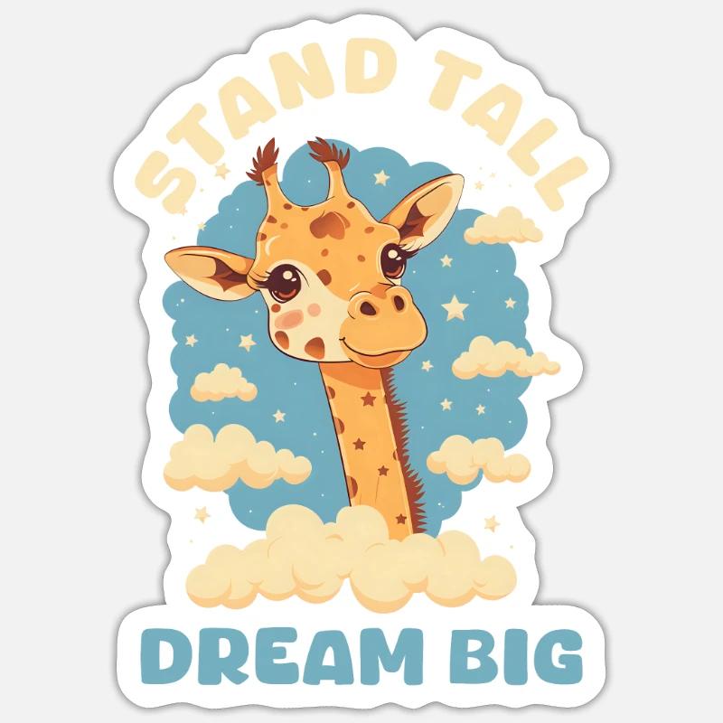 Giraffe steht aufrecht, träumt groß - Sticker Größe S (10 x 10 cm) - Mattweiß