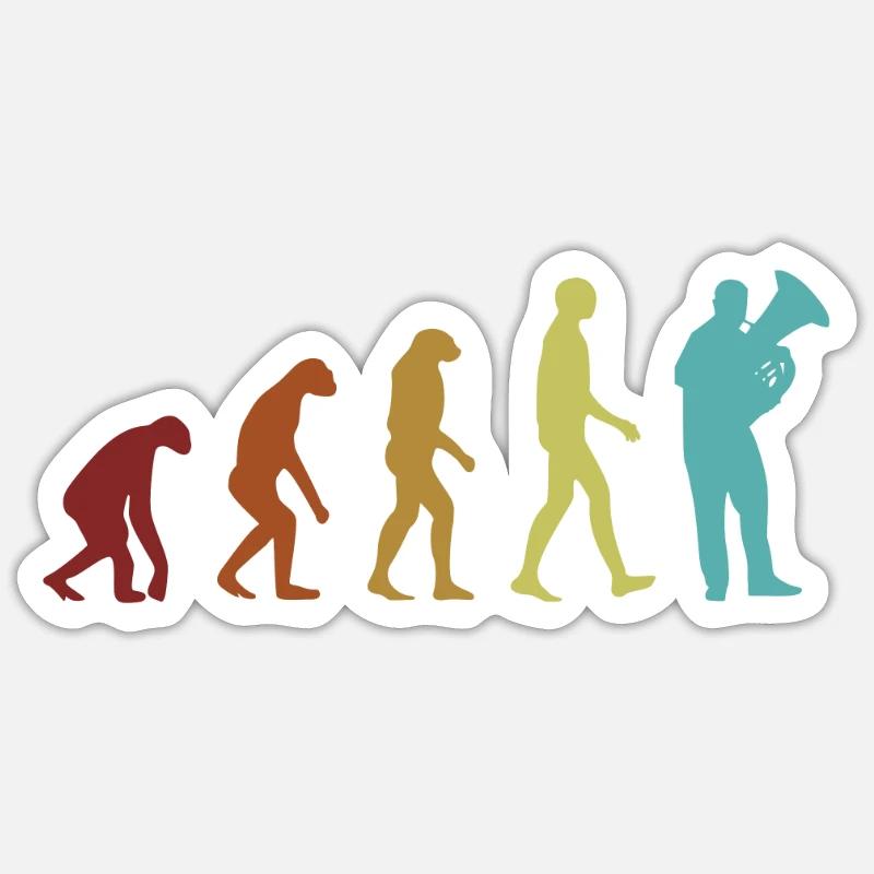 Euphonist Evolution Euphonist Euphoniumist Spieler - Sticker Größe S (10 x 10 cm) - Mattweiß