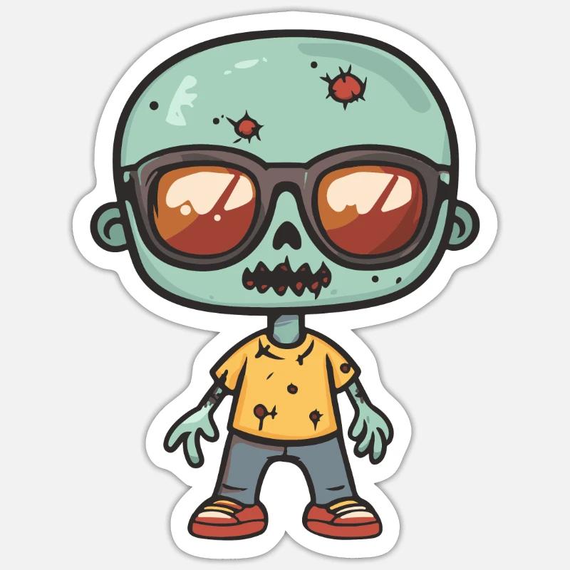 Zombie Halloween Cool - Sticker taille S (10 x 10 cm) - blanc mat