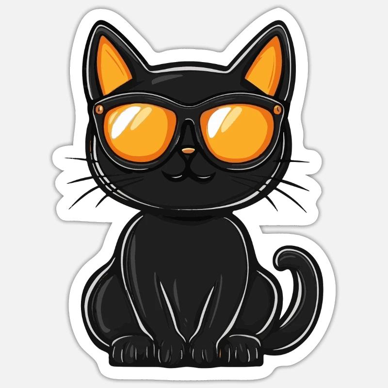 Chat Halloween Chat Cool - Sticker taille S (10 x 10 cm) - blanc mat