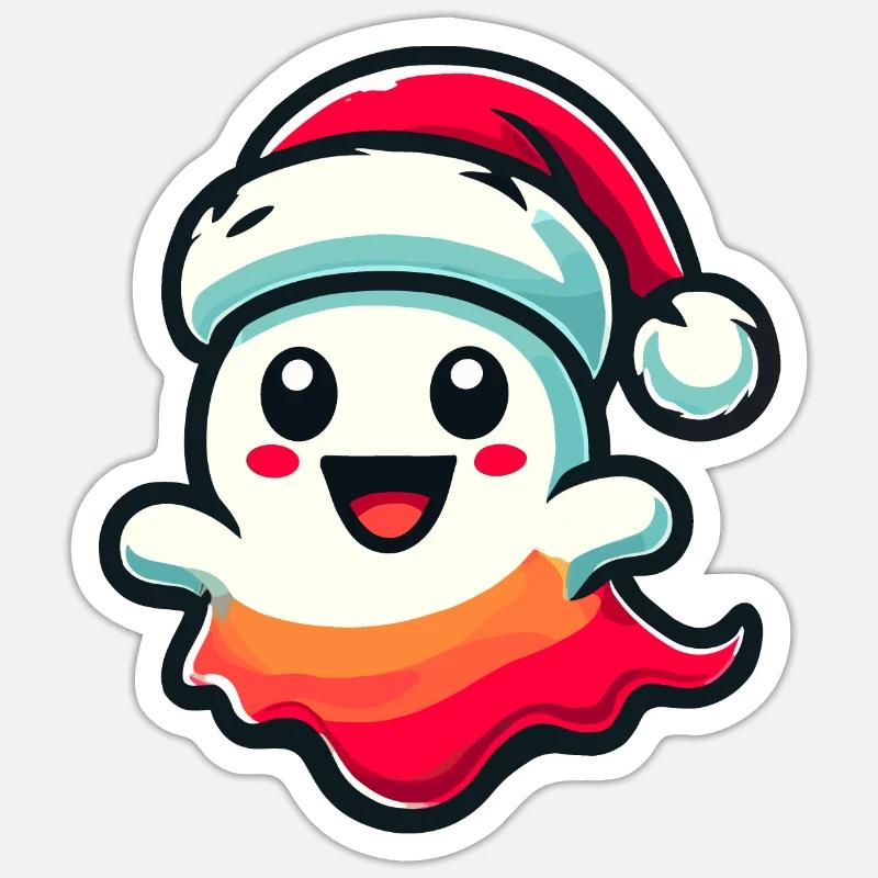Fantôme de Noël mignon effrayant - Sticker taille S (10 x 10 cm) - blanc mat