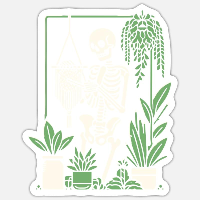 Macrame and plants - Sticker size S (10 x 10 cm) - white matte