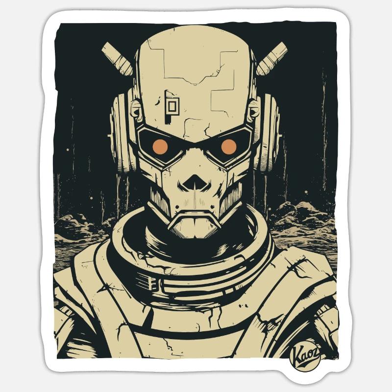 Super Humanoid Skull Skull Android Mecha Sticker size S (10 x 10 cm)