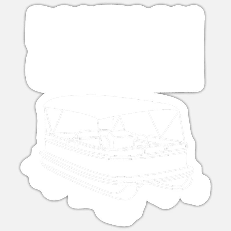 Bateau ponton Bateau Bateaux - Sticker taille S (10 x 10 cm) - blanc mat
