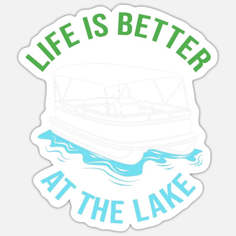Bateau ponton Bateau Bateaux - Sticker taille S (10 x 10 cm) - blanc mat