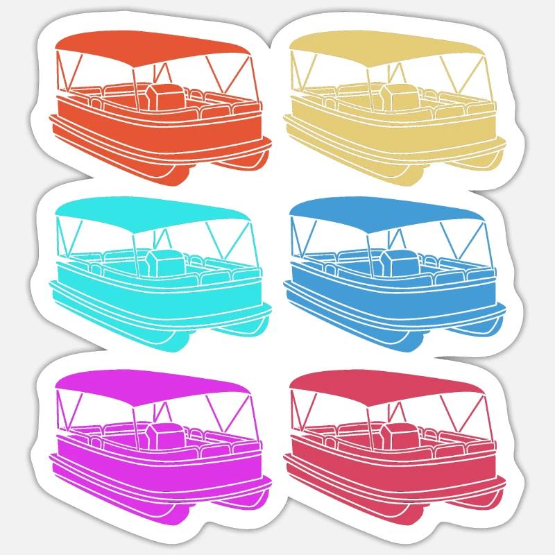 Pontonboot Boot Boote Sticker Größe S (10 x 10 cm)