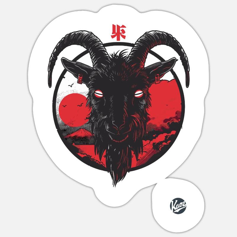 Une chèvre noire - Sticker taille S (10 x 10 cm) - blanc mat