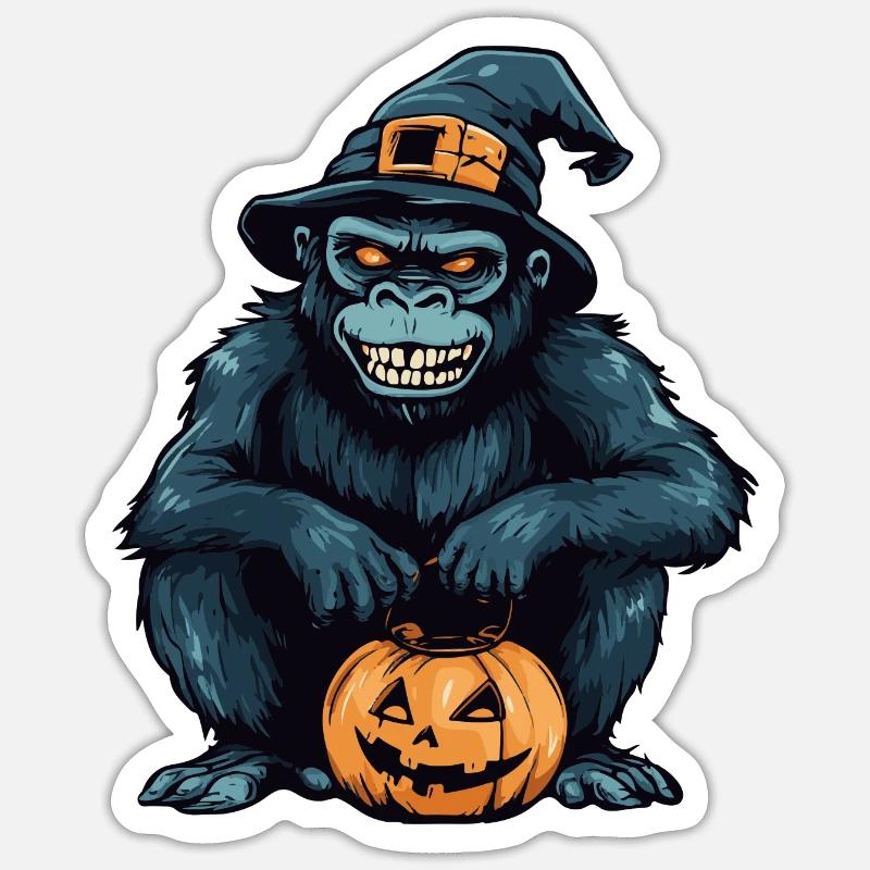 Gorilla Halloween Zombie - Sticker Größe S (10 x 10 cm) - Mattweiß