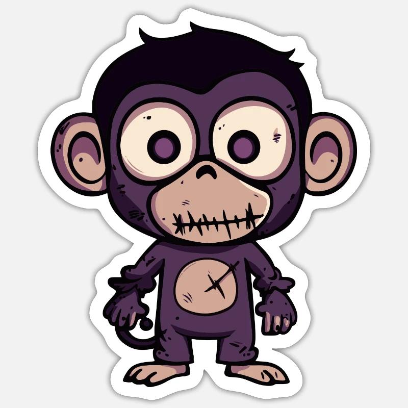 Singe Halloween Zombie - Sticker taille S (10 x 10 cm) - blanc mat