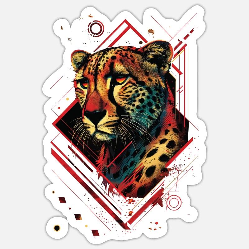 Guépard - Sticker taille S (10 x 10 cm) - blanc mat