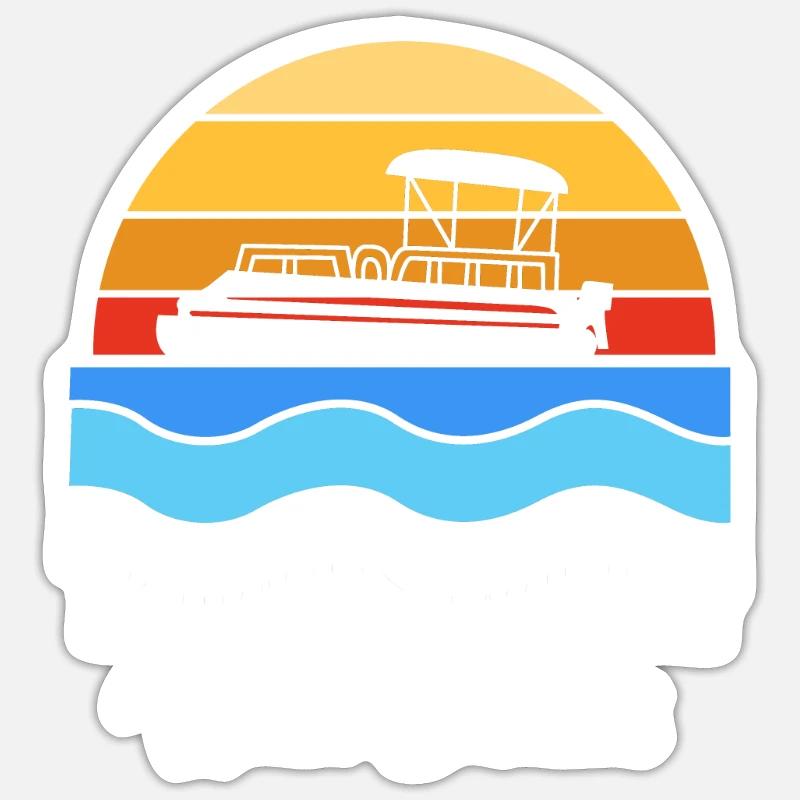 Pontonboot Boot Boote - Sticker Größe S (10 x 10 cm) - Mattweiß