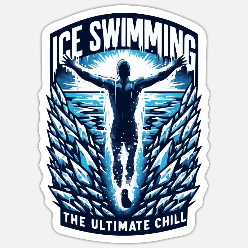 Bains de glace - Bains de glace conçus pour la baignade en hiver Sticker taille S (10 x 10 cm)