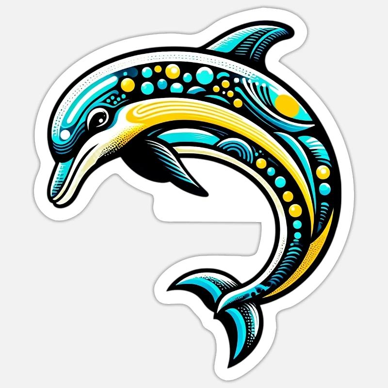 Delfin - Sticker Größe S (10 x 10 cm) - Mattweiß