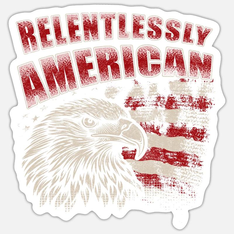 Implacablement américain - Sticker taille S (10 x 10 cm) - blanc mat
