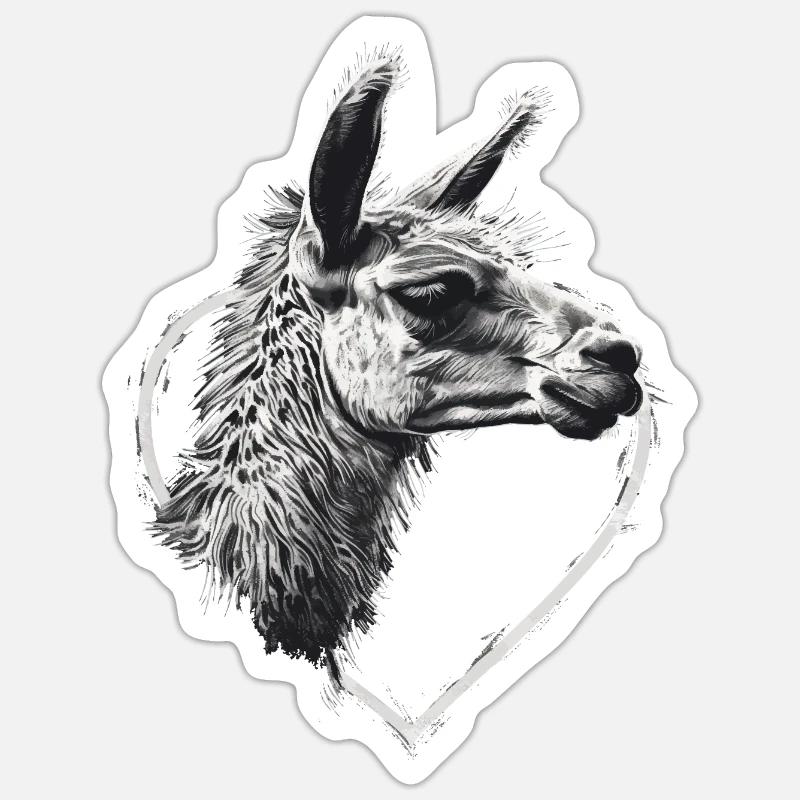 Lama - Sticker taille S (10 x 10 cm) - blanc mat