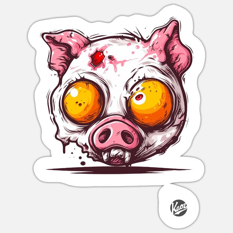 Fried Egg Zombie Pig - Sticker size S (10 x 10 cm) - white matte