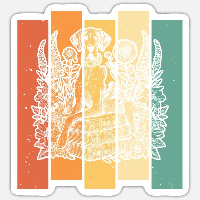 Great Dane Flower Book Reader - Sticker size S (10 x 10 cm) - white matte