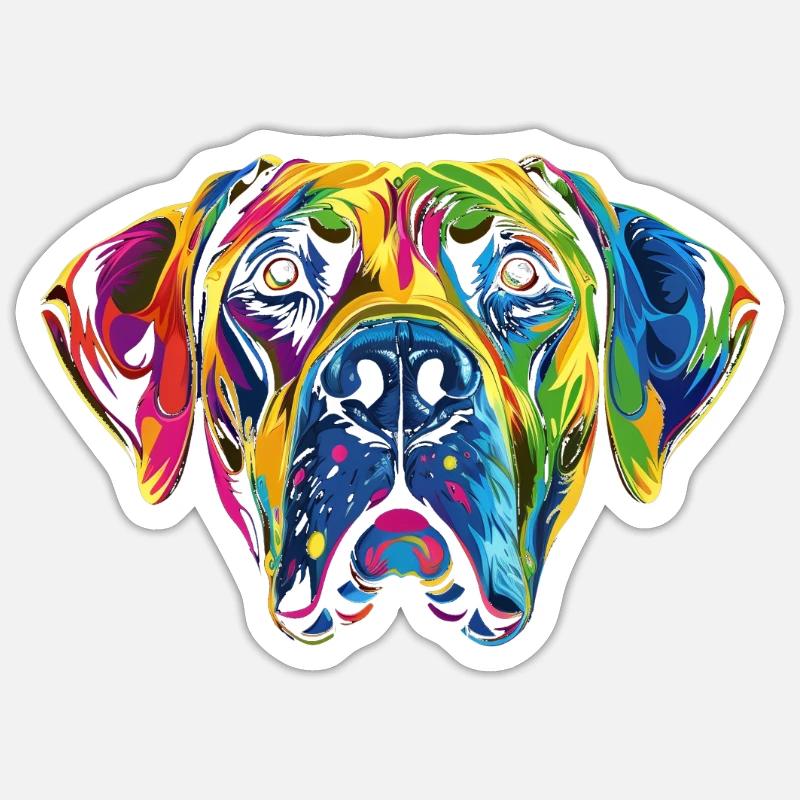 Chien Rhodesian Ridgeback Popart - Sticker taille S (10 x 10 cm) - blanc mat