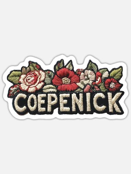 Berlin Köpenick Souvenir Cöpenick Floral Stickerei - Sticker Größe S (10 x 10 cm) - Mattweiß