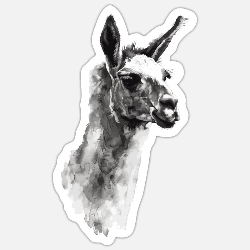 Lama - Sticker size S (10 x 10 cm) - white matte