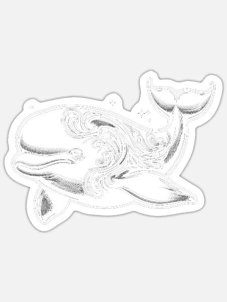 Beluga-wal, Meeresbewohner, Wal-meeres-ketologie - Sticker Größe S (10 x 10 cm) - Mattweiß