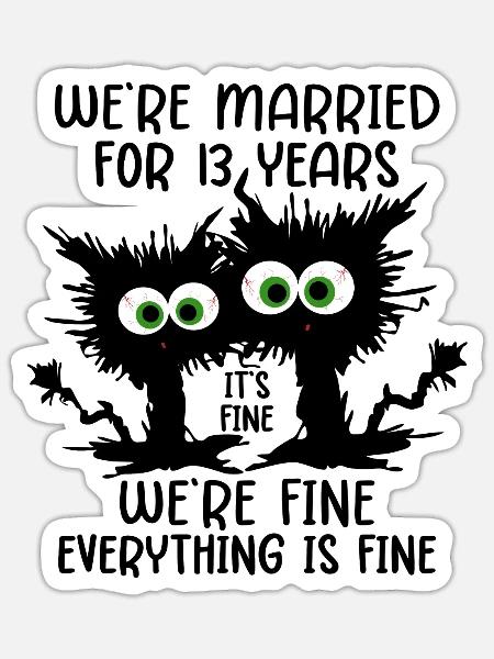 13 Jahre Verheiratet Veilchenhochzeit Geschenk - Sticker Größe S (10 x 10 cm) - Mattweiß