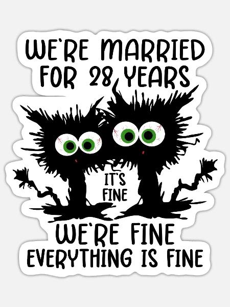 28 Jahre Verheiratet Nelkenhochzeit Geschenk - Sticker Größe S (10 x 10 cm) - Mattweiß