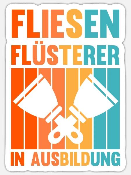 Fliesenlegen Ausbildung Lehrling Auzbi Fliesenlege - Sticker Größe S (10 x 10 cm) - Mattweiß