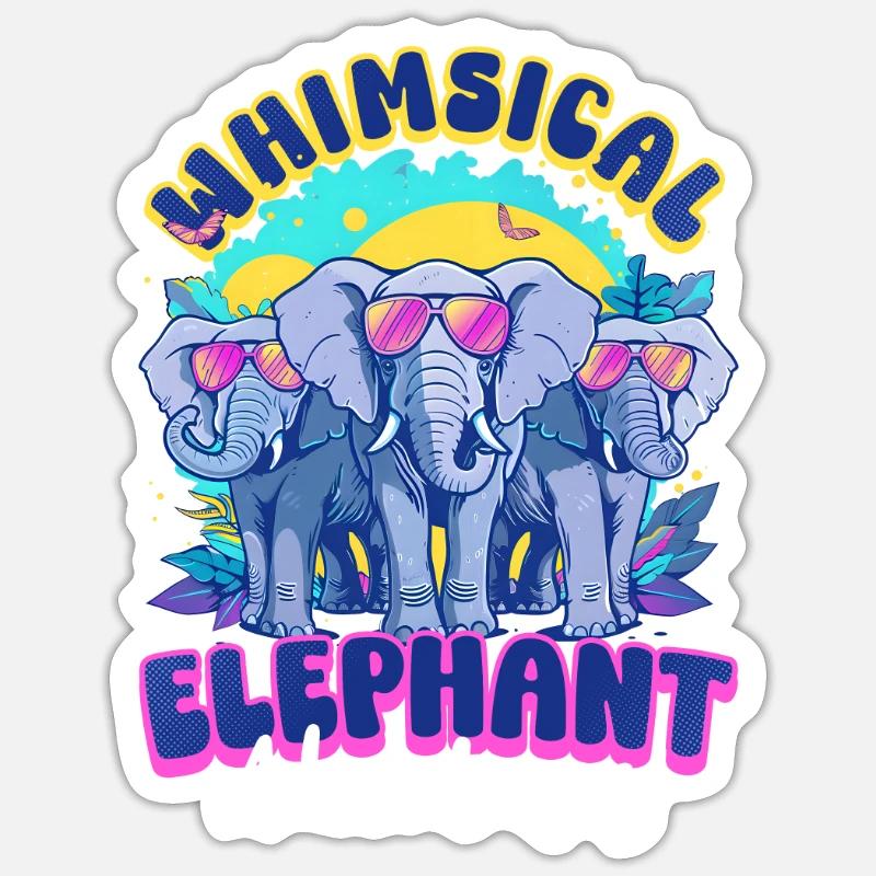 Elephant Whimsical Elephant Adventures - Sticker taille S (10 x 10 cm) - blanc mat