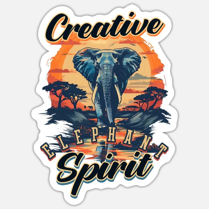 Elephant Creative Elephant Spirit - Sticker size S (10 x 10 cm) - white matte