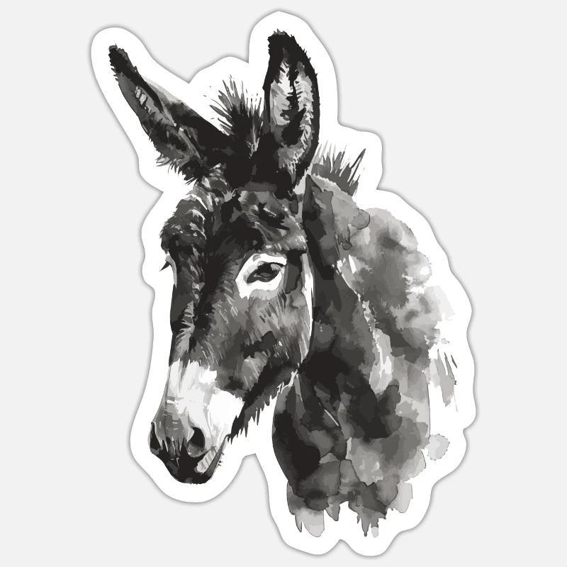 Âne - Sticker taille S (10 x 10 cm) - blanc mat