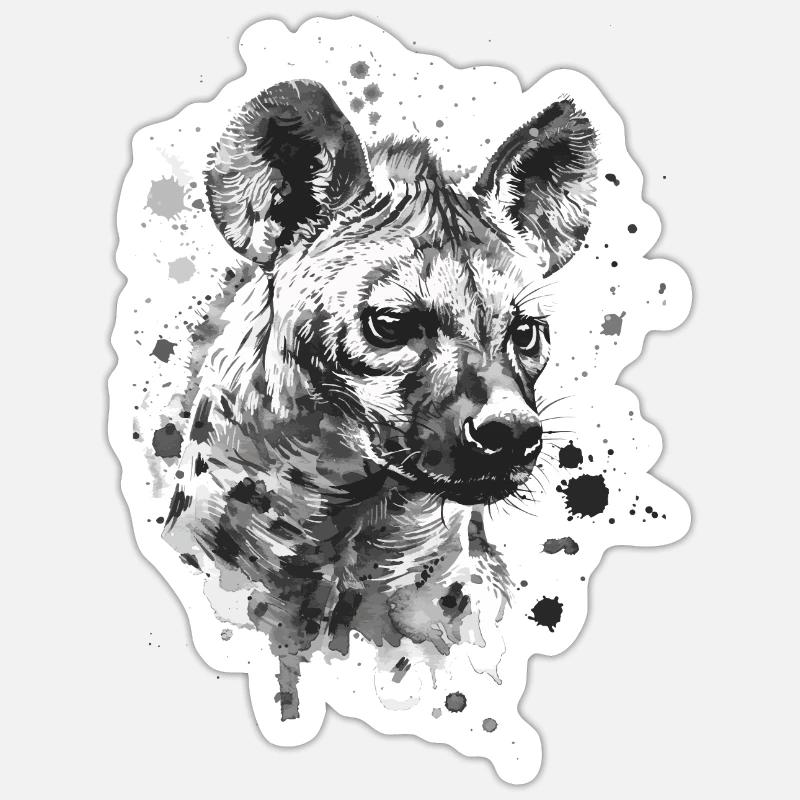 Hyène - Sticker taille S (10 x 10 cm) - blanc mat