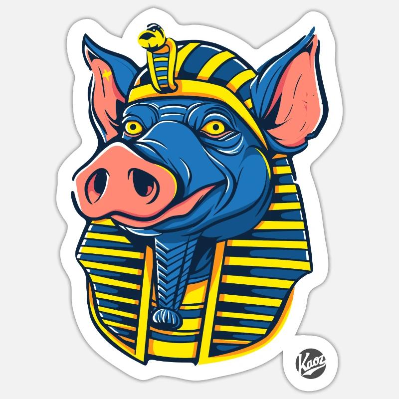 Pharaon Cochon - Sticker taille S (10 x 10 cm) - blanc mat