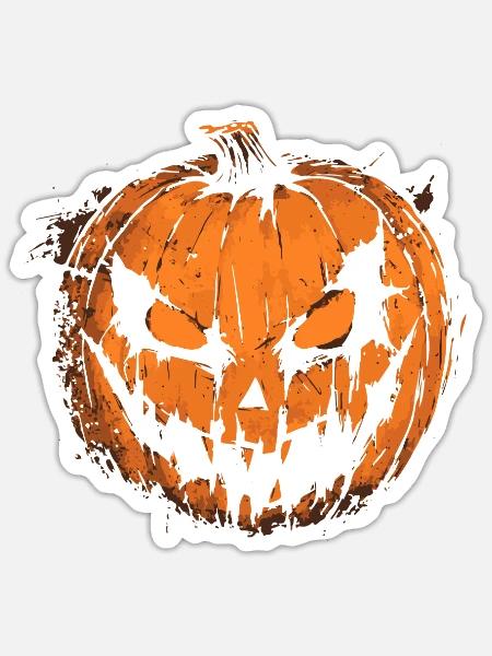 Horror Halloween Kostüm - Jack O'Lantern Fratze - Sticker Größe S (10 x 10 cm) - Mattweiß