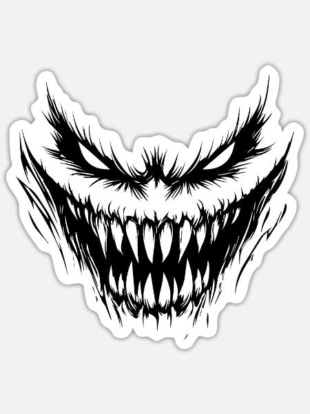 Halloween Kostüm Horror Teuflisches Gesicht in Rot - Sticker Größe S (10 x 10 cm) - Mattweiß