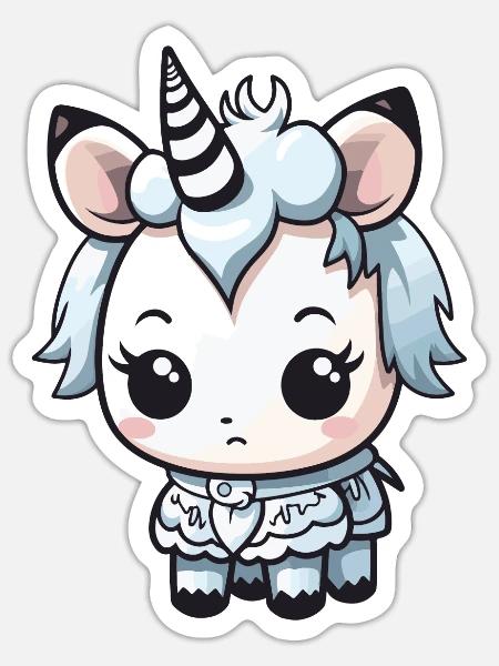 Einhorn Winter Comic Niedlich - Sticker Größe S (10 x 10 cm) - Mattweiß
