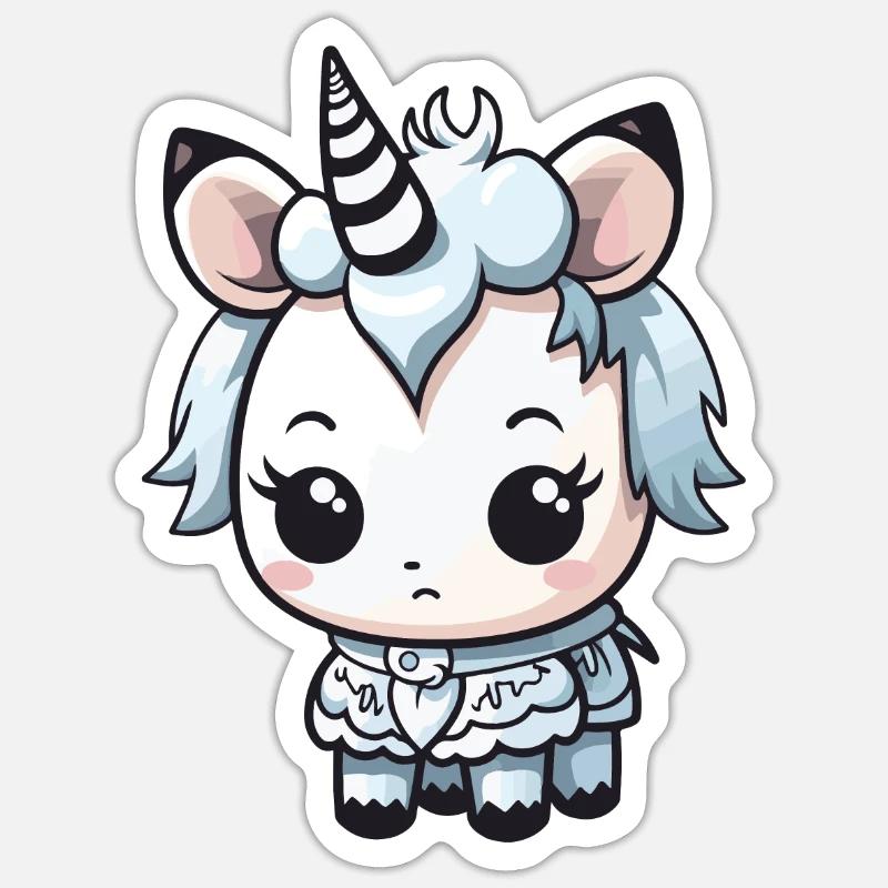 Einhorn Winter Comic Niedlich - Sticker Größe S (10 x 10 cm) - Mattweiß