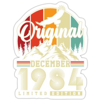 Original December 1984 Vintage Birthday - Sticker size S (10 x 10 cm) - white matte - Front