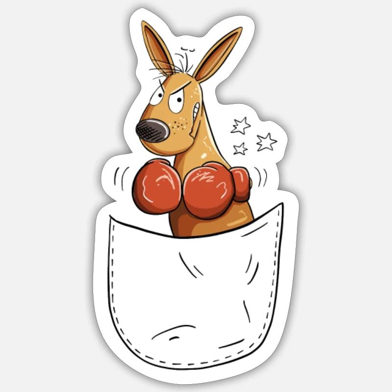 Boxer Känguru Brusttasche - Sticker Größe S (10 x 10 cm) - Mattweiß